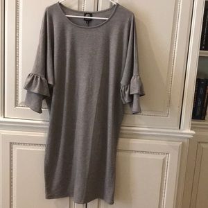 Shift dress with ruffle sleeves